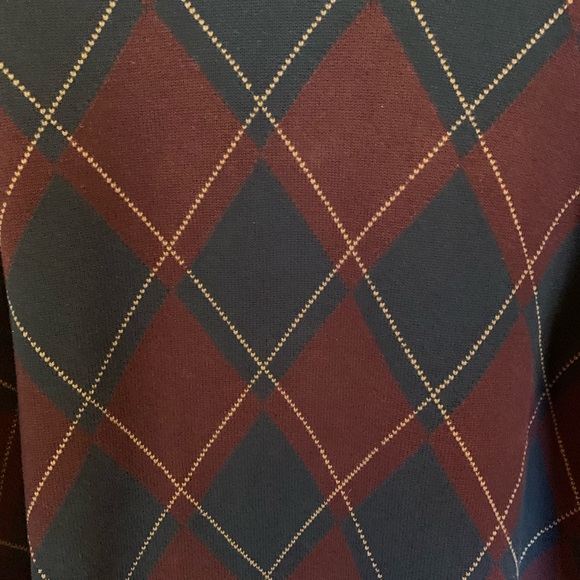 Vintage Izod Sweater Burgundy Navy Blue V-Neck Size XL - Picture 2 of 13